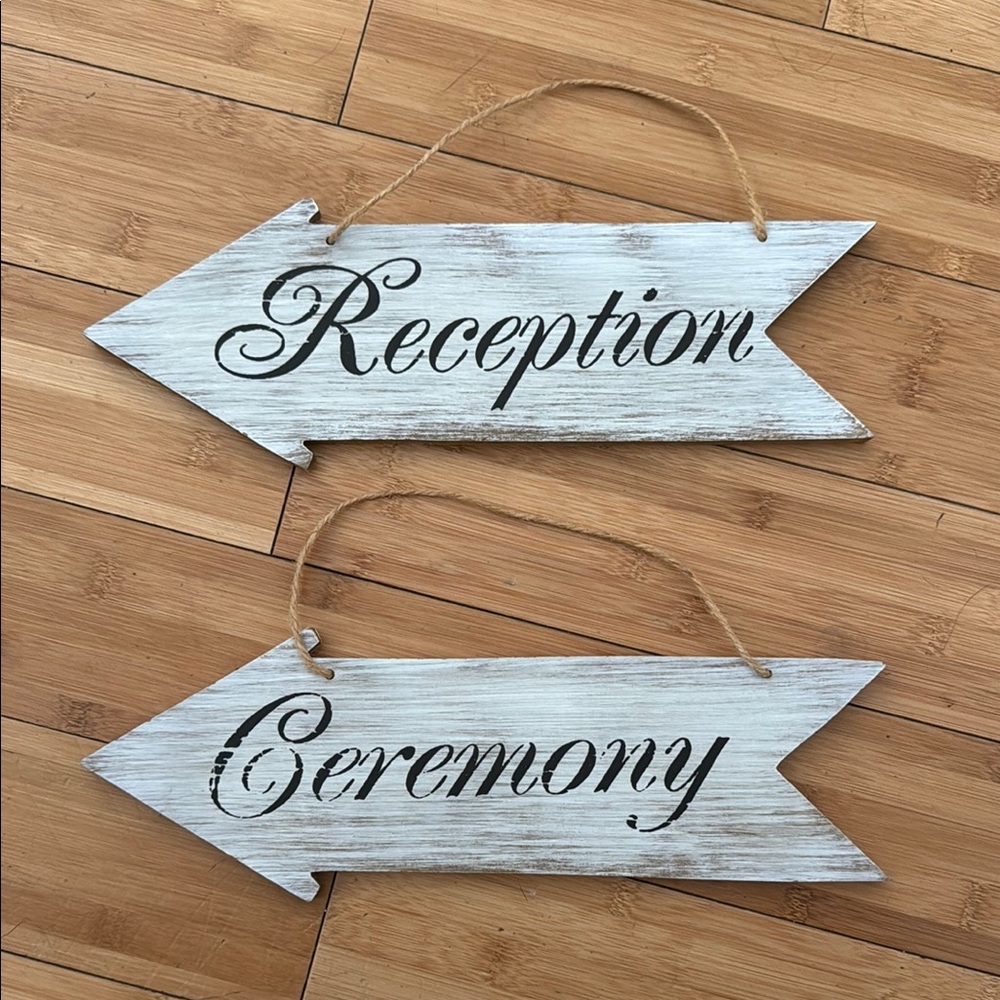 White Ceremony and Reception Arrow Signs